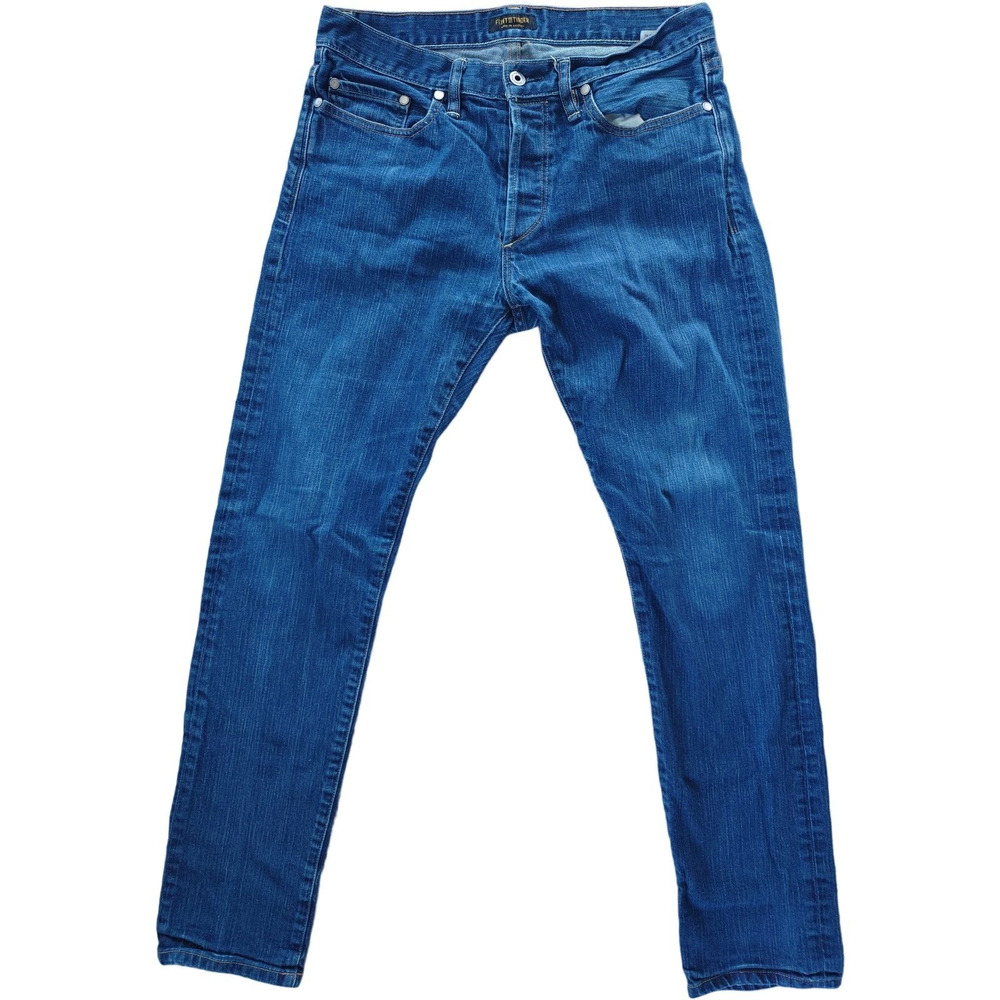 Flint and Tinder Slim Fit Men's Washed Denim Blue Jeans 32 x 31 USA-made